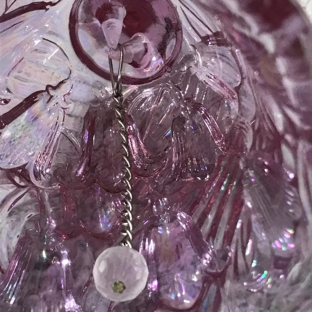 Vintage Fenton Lily of the Valley‎ Carnival Glass Bell Iridescent Lavender 6.5